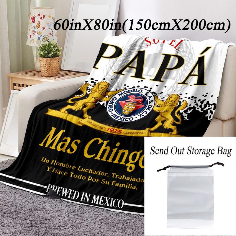Papa Letter Print Soft Blanket, 1 Count Casual Soft Throw Blanket, Soft Comfy Blanket, Air-conditioned Room Blanket, Warm Nap Blanket for Home Office Travel Camping
