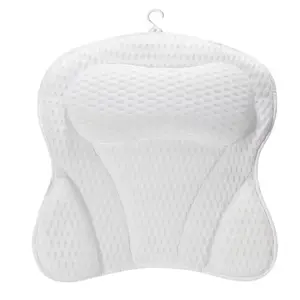 New for Neck and Back Support Breathable 3D Mesh Bathtub Spa Head Rest Bathroom Supply Bath Pillow Non-Slip with 6 suction cups