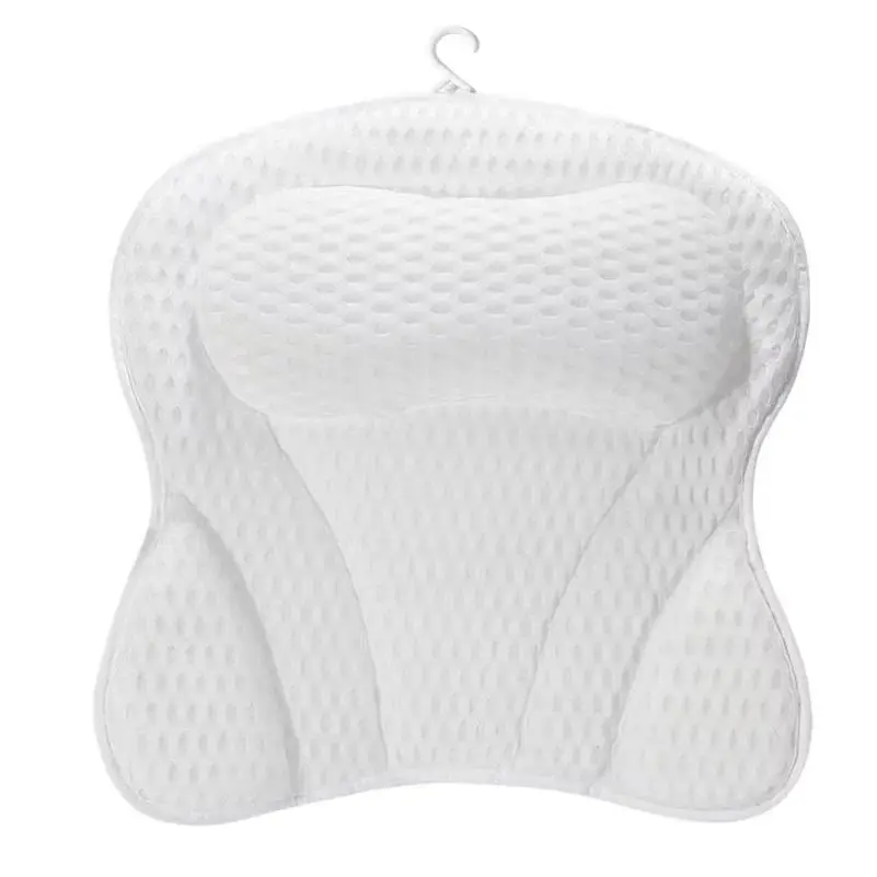 New for Neck and Back Support Breathable 3D Mesh Bathtub Spa Head Rest Bathroom Supply Bath Pillow Non-Slip with 6 suction cups