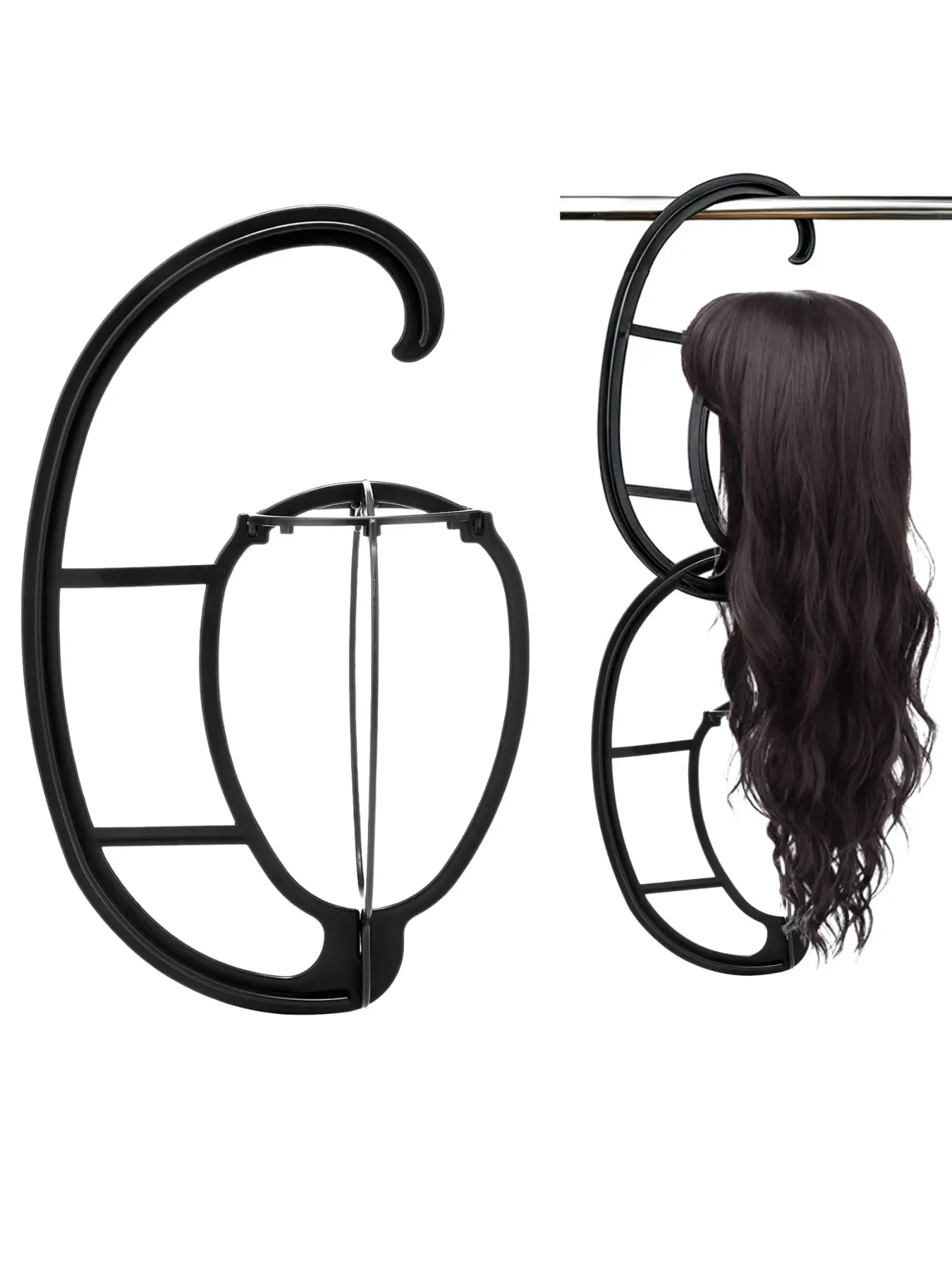 3PCS Hanging Wig Stand, a multifunctional wig stand for hanging multiple wigs and hats, used for displaying, drying, and organizing wigs