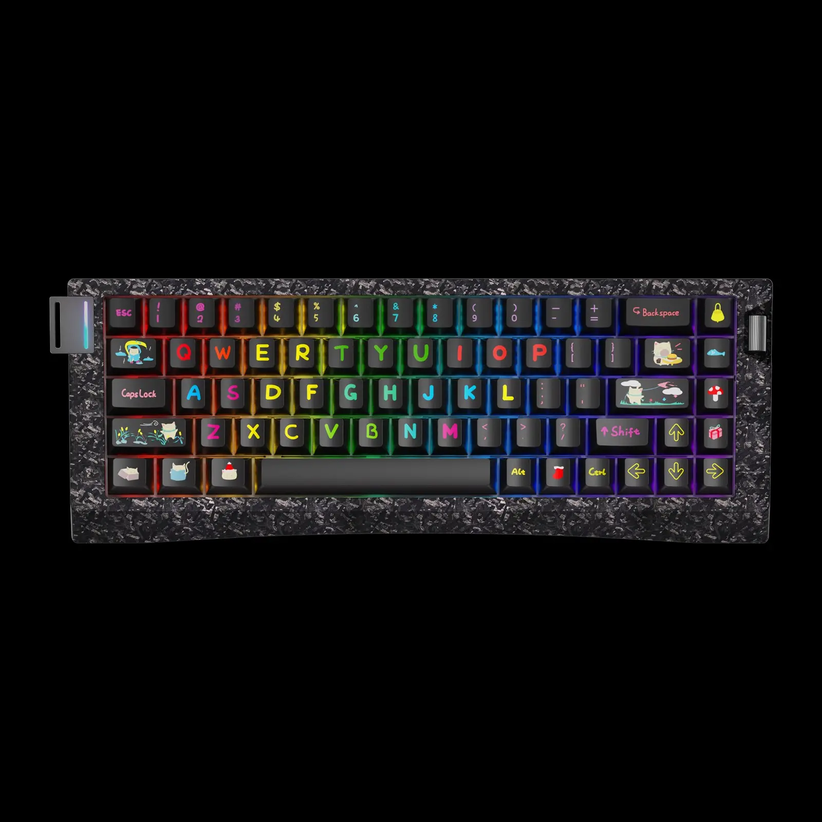 AJAZZ AK680 V3 Upgraded Wired Gaming Mechanical Keyboard High Performance Esports Magnetic Switch 8K Return Rate Multi functional Adjustment Roller Carbon Fiber Body RGB Dual Light Position DIY Esports Game Essential for Professional Players