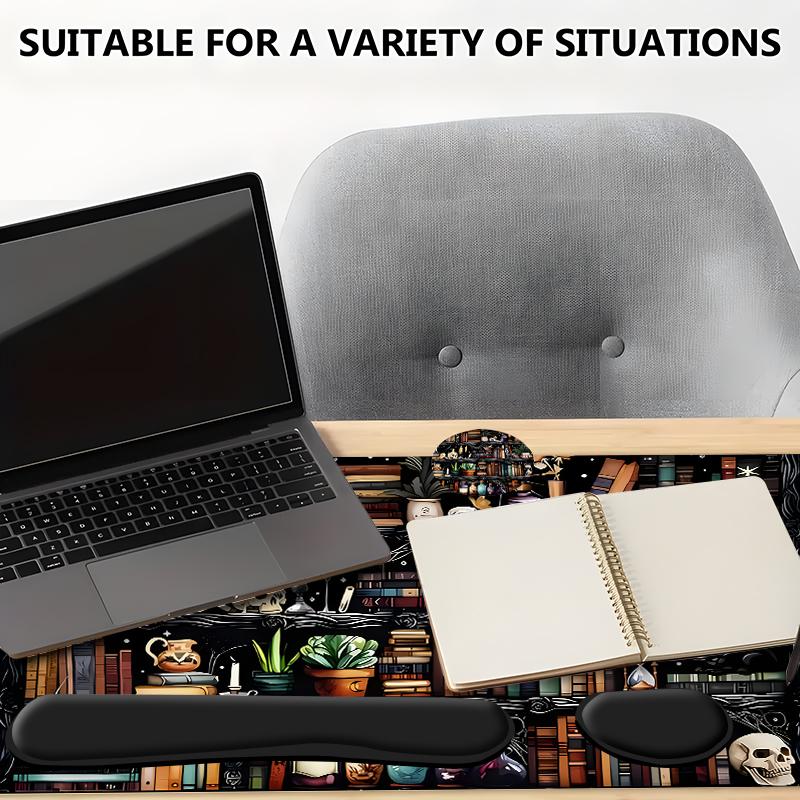 Magic Library Pattern Mouse Pad Set, Mouse Pad & Keyboard Wrist Rest & Coaster, Ergonomic Wrist Support, Computer Mat, Suitable for Home Office Gaming