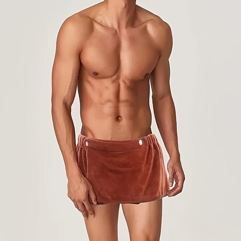 3pcs Men's Soft Microfiber Wrap-Around Bath Towel Shorts, Solid Color Wearable Towels for Fitness, Spa, Bath, Swimming, Beach & Camping, Perfect New Year Gift