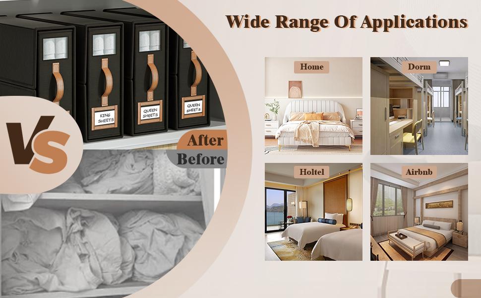 6 Pack Bed Sheets Organizers And,Sheets Set Folder with Handle,Foldable Bedding Box For,Duvet Cover(King Size-3.7 Gal,Black)