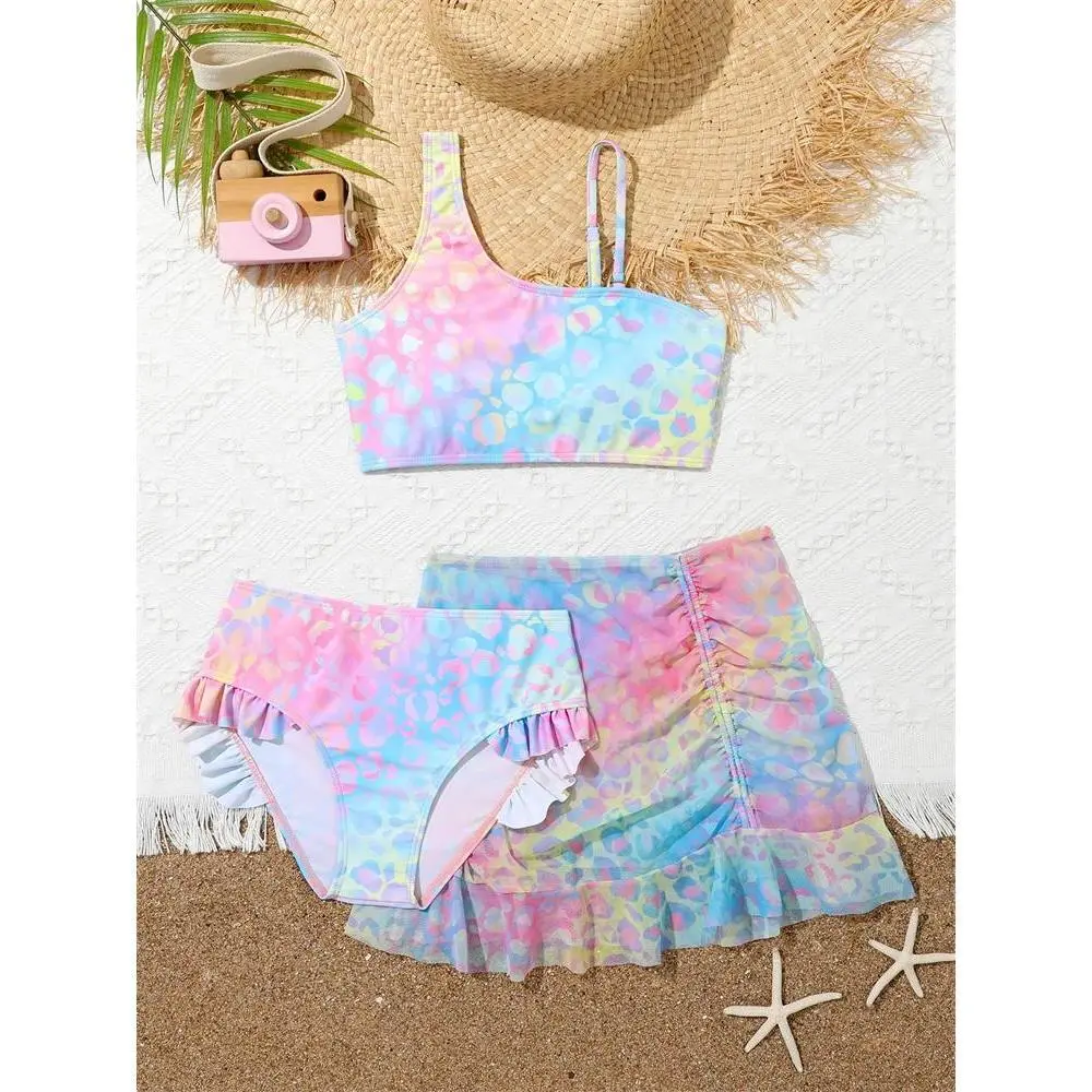 Bikini Girls Swimsuit 2026 New Gradient Sling Children Bikinis Set Three Piece Swimwear Summer Beach Wear Swimming Bathing Suit