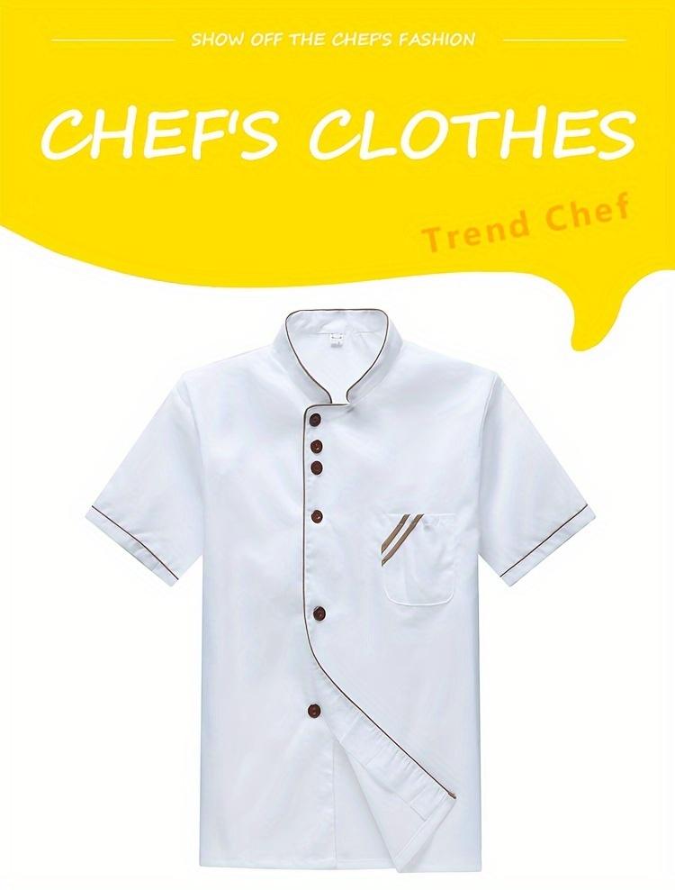 Men's Summer Chef Jacket, 100% Polyester Breathable Work Top, Regular Fit, Collared Neck - for Restaurant, Baking, Kitchen233