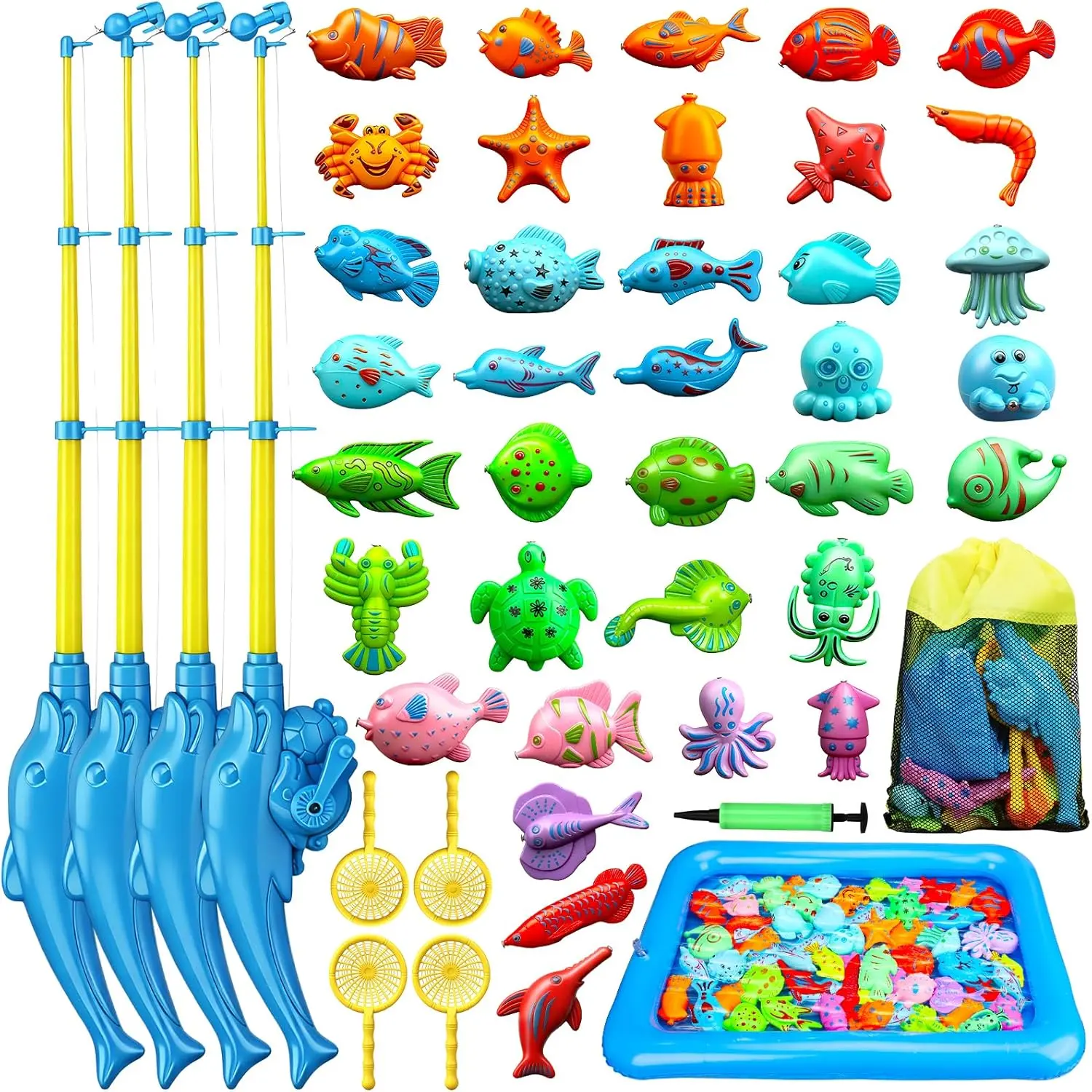 4-Player Magnetic Fishing Game for Kids 3-5 - Toddler Fishing Pole Set with Fish Toys - Bath & Pool Toys - Water Table Accessories - Educational Fishing Toy Rod for Boys Girlsfidget toys
