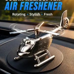 Solar Rotating Helicopter Car Air Freshener, Dashboard Decoration with 3 Fragrance Sticks, Stylish Car Interior Accessory