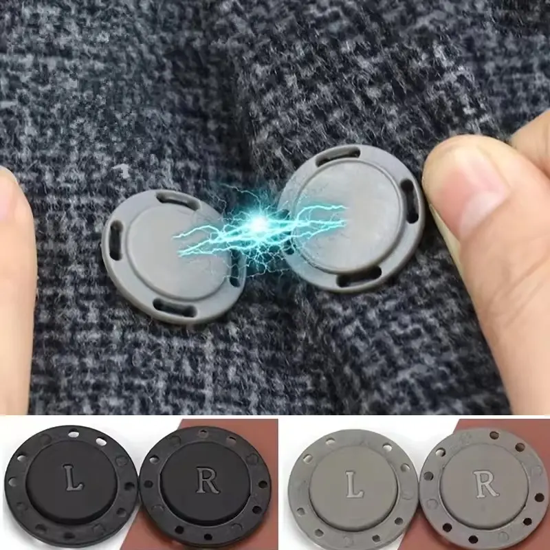 2 Pairs Round Sewing Magnetic Snap Buttons, Invisible Magnet Hidden Buckles for Clothes, Bags, Jackets, Handmade DIY Magnetic Buttons