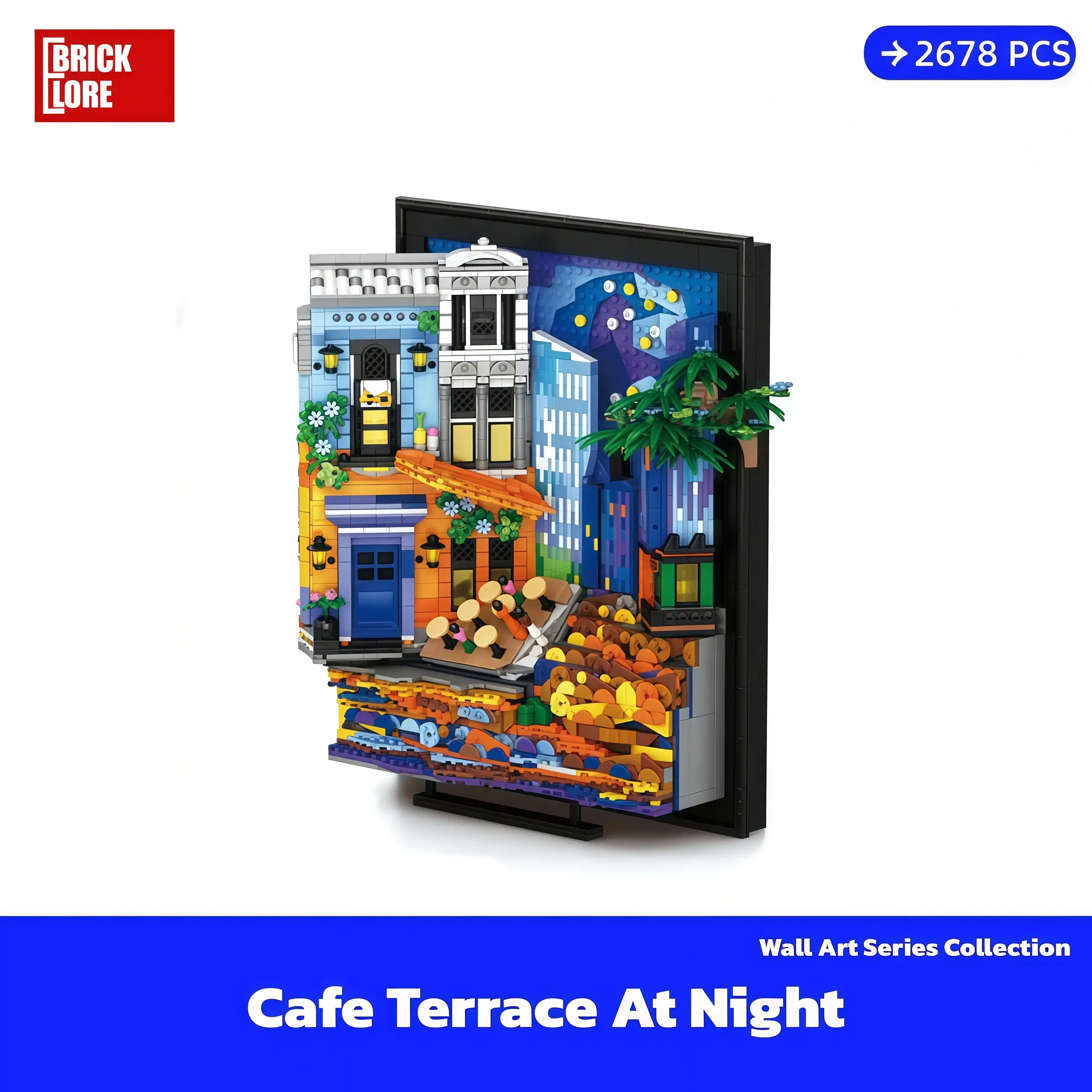 [BrickLORE](SHIP FREE) Cafe Terrace At Night Wall Art Series Collection 2678 Pieces With GIFT box