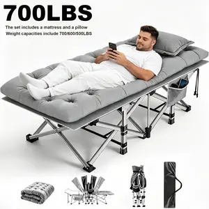 Foldable Camping Cot for Adults, 28 Inch Wide Heavy Duty 1200D Oxford Folding Bed with Mattress & Carry Bag, Portable for Guest, Travel, Hiking