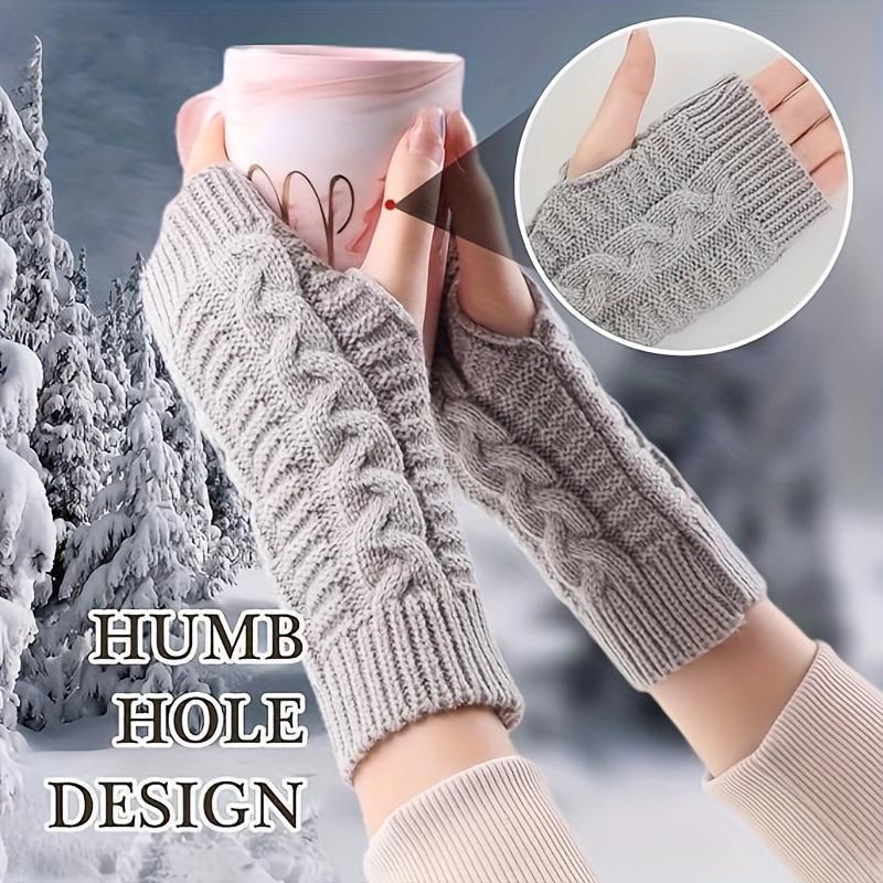 4 Pairs Women’s Knitted Fingerless Gloves  Soft Stretchy Crochet Wrist Warmers with Thumb Hole, Cozy Winter Arm Sleeves for Typing, Driving, Outdoor Work & Daily Cold-Weather Comfort