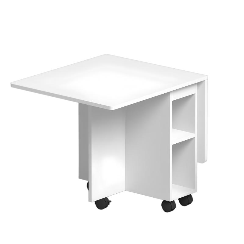 Folding Drop Leaf Dining Table Set for 4 with 4 Chairs, Space Saving Foldable Dining Table with Storage and 6 Wheels, 47.2 inch D x 23.6 inch W x 30.3 inch H, White