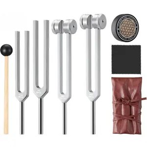 Accessible Corrosion-Resistant Tuning Forks for Healing Set - 4 Frequency (128Hz,136.1Hz,256Hz,384Hz) Weighted & Unweighted Sound Instruments for Pain Relief, Emotional Healing, Meditation