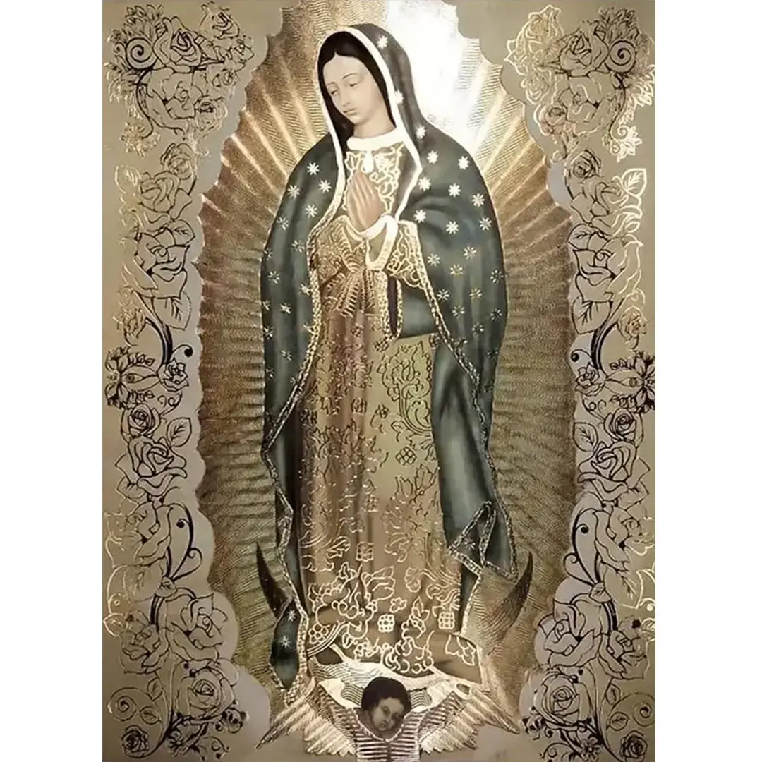 Guadalupe Virgin Mary Pattern DIY Diamond Arts Colorful Painting Kit without Frame, DIY 5D Diamond Arts Painting Kit, Wall Art Decor for Home Bedroom, Handicraft, Diamond Painting Kits