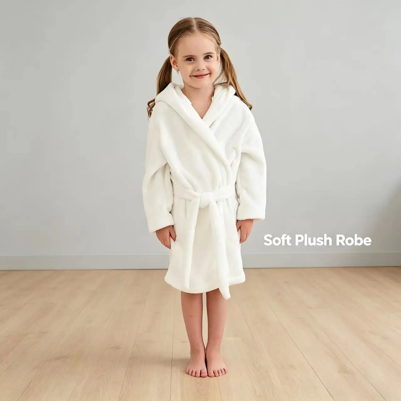 Boys' Hooded Bathrobe - Premium Ultra-Soft Polyester Flannel Kids' Bathroom Loungewear, Absorbent Toddler Towel Robe, Warm Winter Apparel, 7-8y/140#, None Closure Style, Ideal Birthday Gift, Adjustable Strap, Double-Sided Sticker Bags