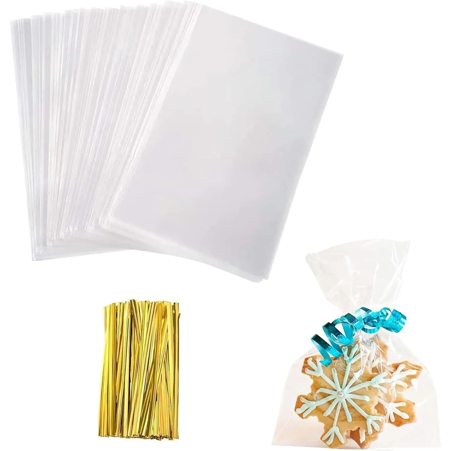 Cellophane  Bags, Small 4x6 Inches Cellophane Bags With Twist Ties,100 Pcs