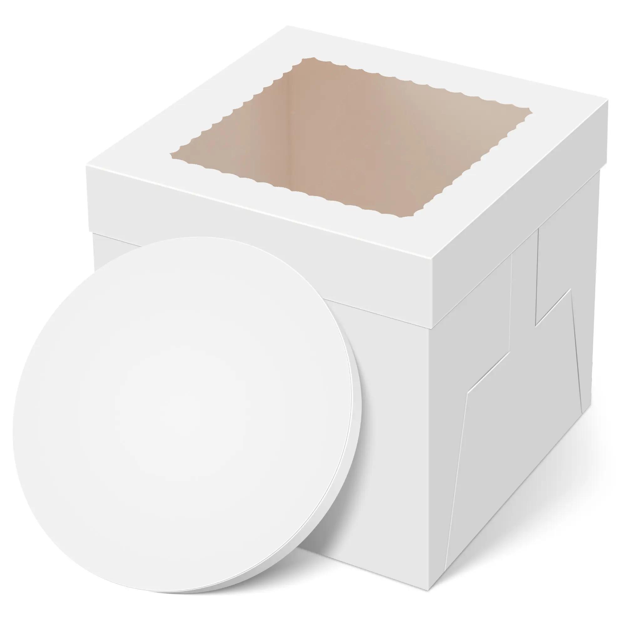 Kootek Cake Box with Board Drum, 10x10x10 Inches Tall Bakery Box with Window, Disposable Cake Container with Lid for Multi-Layer Cake, Decorating, Wedding, Birthday, Party