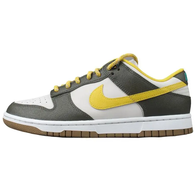 Nike Dunk Retro PRM Low-Top Sneakers for Men and Women in White and Yellow Verifiable, with credentials and supporting global authentication