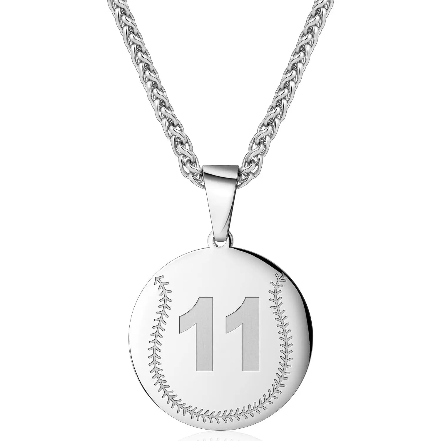 Baseball Number Necklace, 0-99 Jersey Baseball Pendant Necklace  Men & Women - 24 Inch (22’’ + 2’’ Adjustable)
