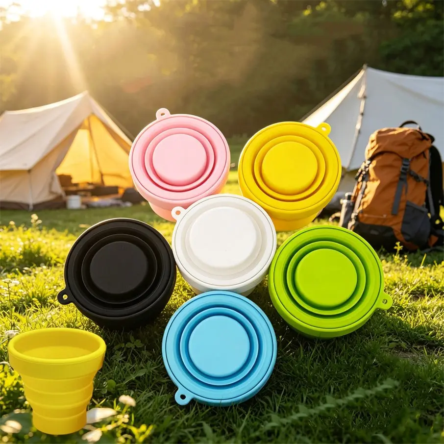 6-Pack High-Temperature Silicone Foldable Water Bottle, Portable Compression Cup for Outdoor Sports, Travel, Camping Essentials