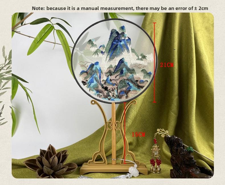 New popular Su embroidery antique-style round fan, double-sided embroidered round fan