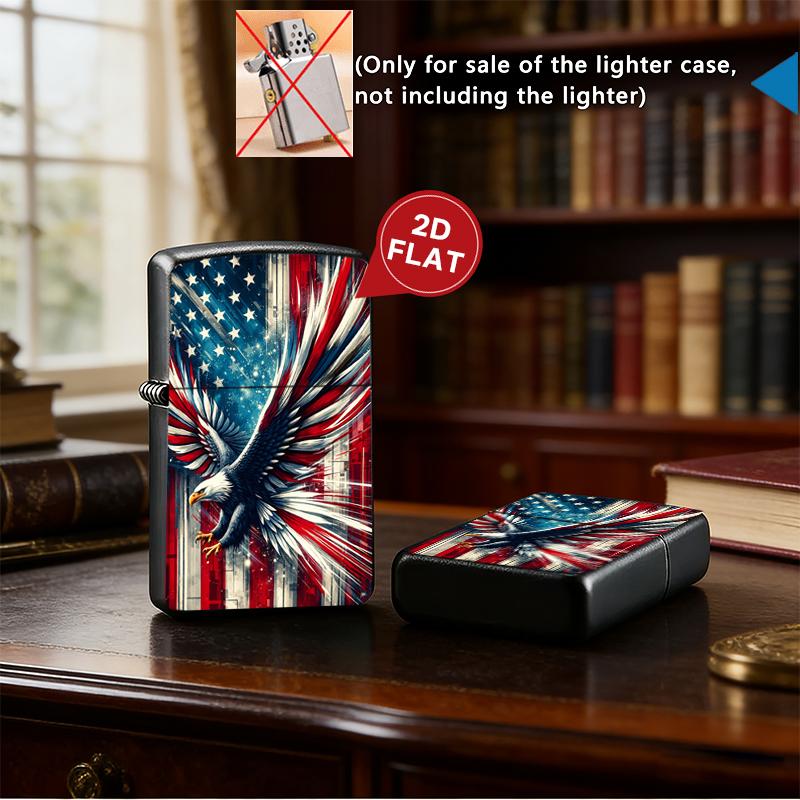 Vintage American Bald Eagle US Flag Cigarette Pack Case + Lighter Shell, Distressed Flag Design, Proud American Gift for Him, Memorial Day Accessory
