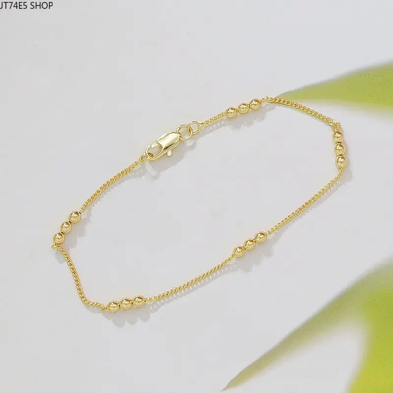 Unisex Cast Iron Minimalist Polished Round Spaced Bead Bracelet - Thin Interval Chain Wrist Jewelry, Delicate Daily Stacking Decorative Accessory, Beads, Spherical, Polished Finish, Spaced Beads