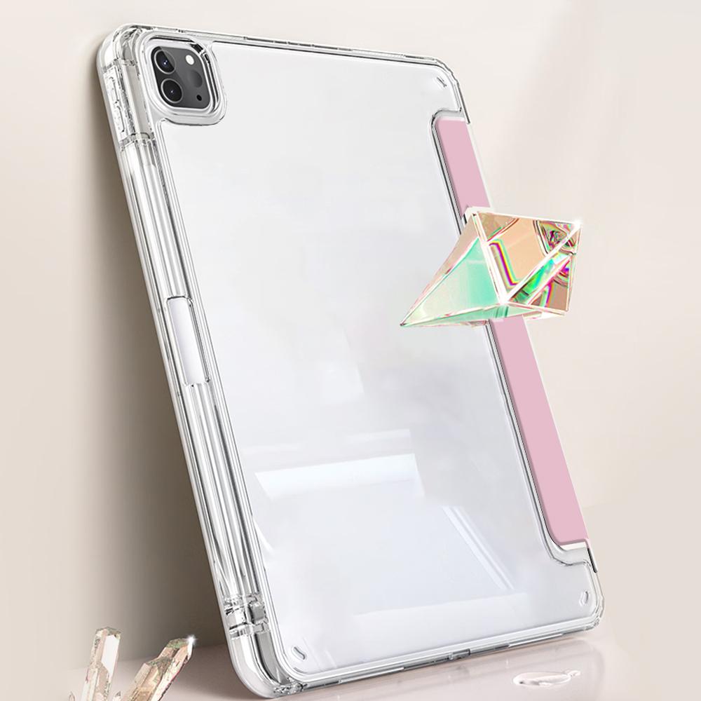 Money Glasses Design iPad Case, Transparent Acrylic Stand Cover, Pencil Holder & Charger Slot, Fits iPad Pro/air/mini, Shock-resistant Full Cover Protective Case, Tablet Protective Cover, Suitable for Offices Schools and Homes