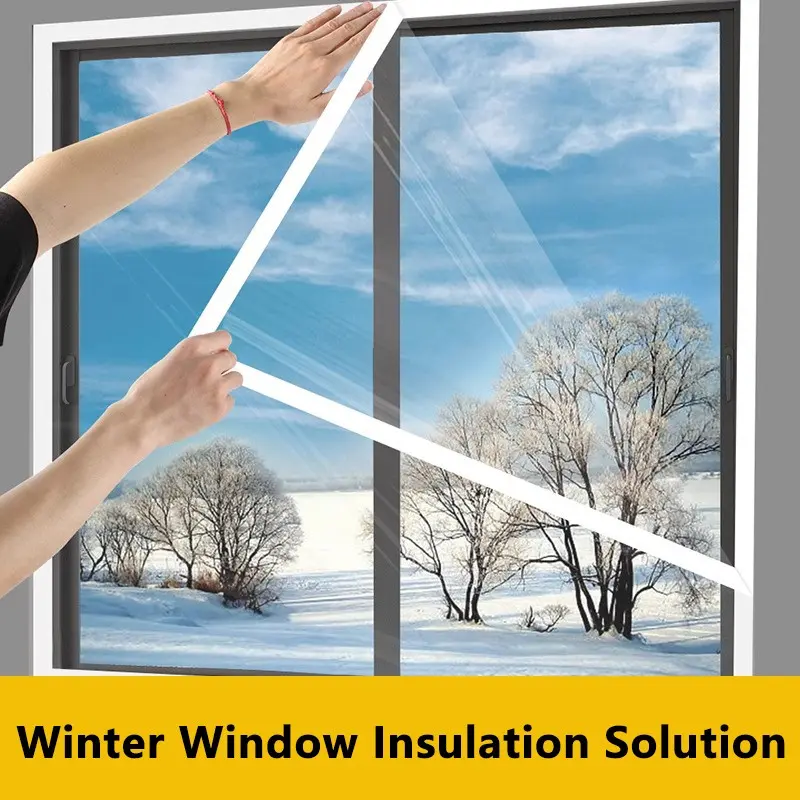 Transparent EVA Self-Adhesive Window Film, Wind and Rain Protection Cover, No-Drill Easy Installation for Bedroom, Living Room and Balcony