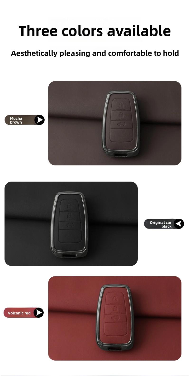 Toyota Car Key Fob Shell Case Zinc Alloy Leather for CHR Camry Corolla RAV4 Highlander C-HR Prius Land Cruiser Prado Keychain Accessories Gift for Men Family