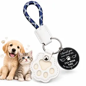 2026  HOLDNEAR NEW Pet Paw Memory Keychain, Dog Cat Fur Keepsake Charm, Pet Loss Sympathy Gift for Pet Parents, Animal Lovers Memorial Ornament