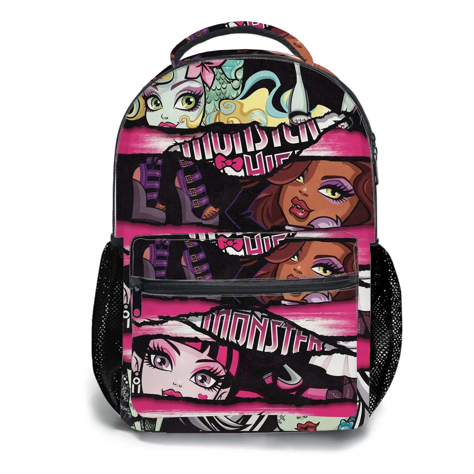 monster high Y2K Fashion School Backpack for Teen Girls, Cute Cartoon Aesthetic Student Bookbag with Padded Shoulder Straps, Large Capacity Casual Daypack and Travel Bag for Kids a-64