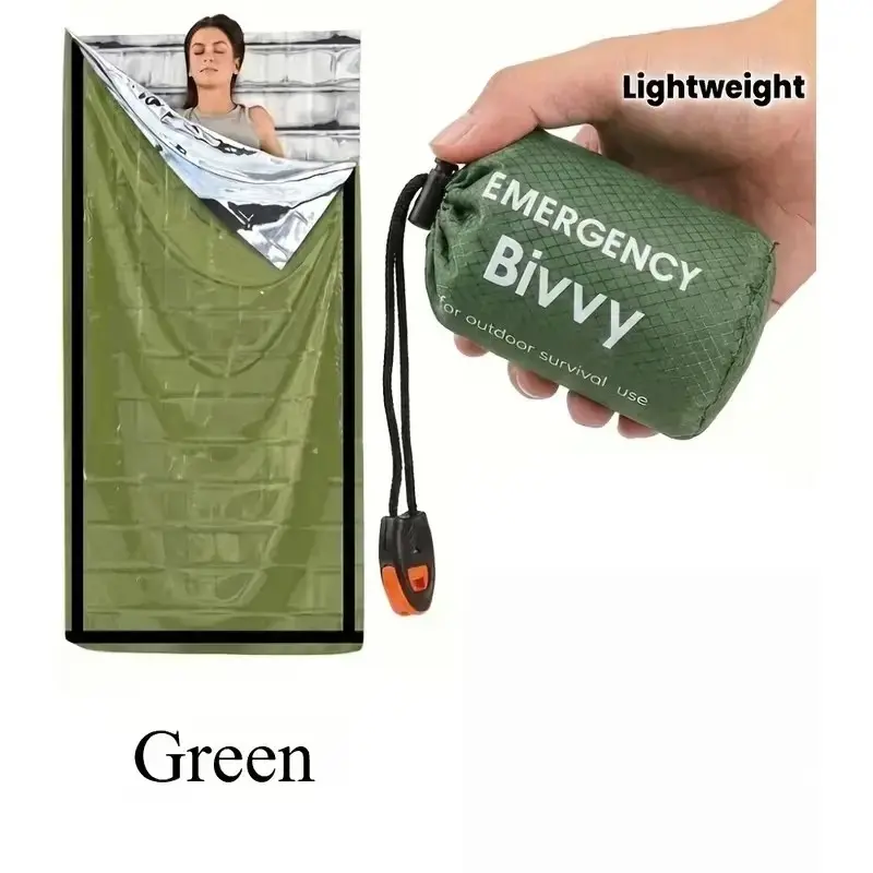 3-Piece Car Emergency Sleeping Bag Set, Includes Sleeping Bag, Compression Bag, Whistle, Insulated Emergency Blanket, Outdoor Camping Gear