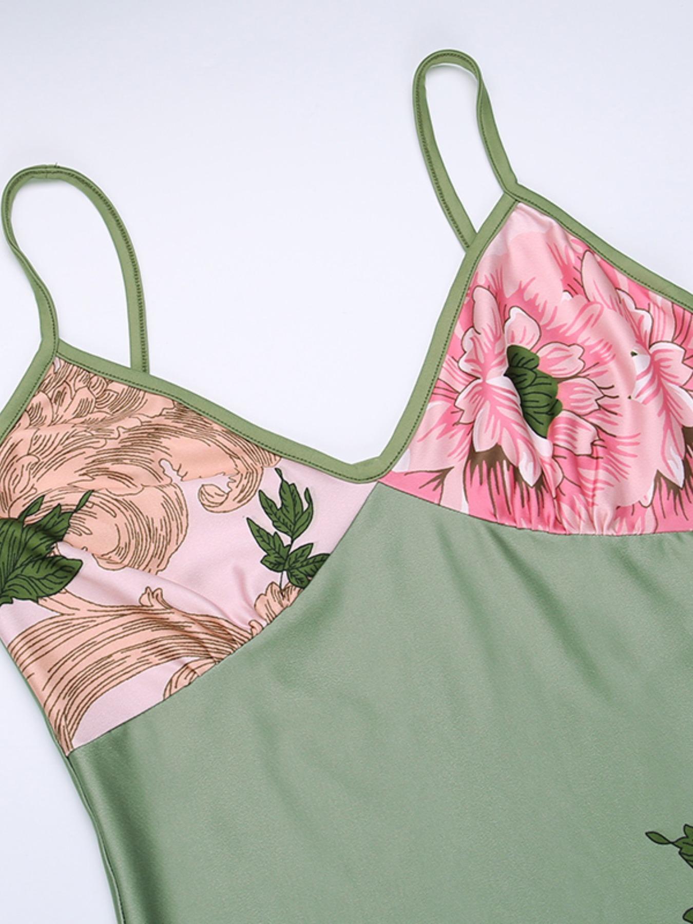 2025 Trendy, Women's Floral Print Mermaid Bodycon Cami Dress, Summer Clothes Women, for Beach Holiday