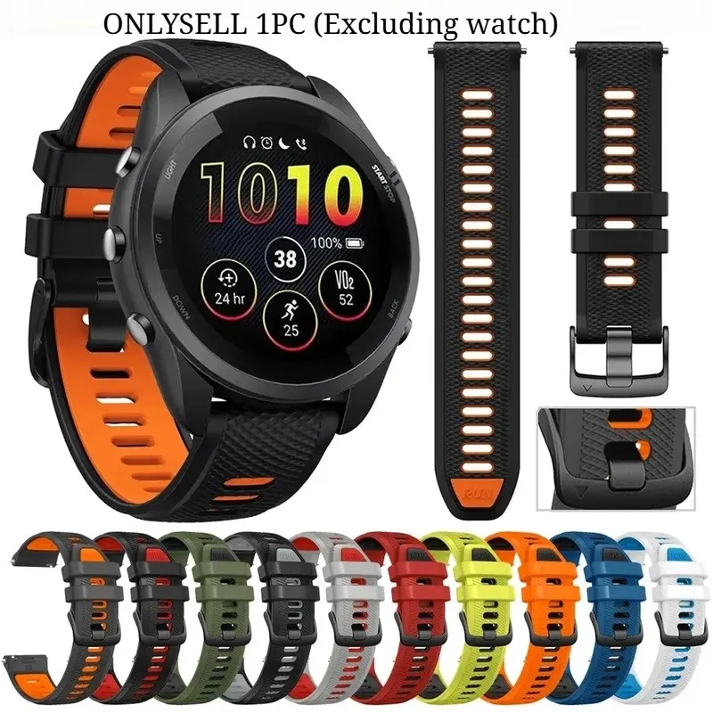 1 Pcs Sports  Dual Color Silicone Watch Band for Garmin Forerunner 265 / Garmin Forerunner 255 / Garmin Venu 2 / Garmin Vivoactive 4 Smart Watch Accessories (Excluding Watch)