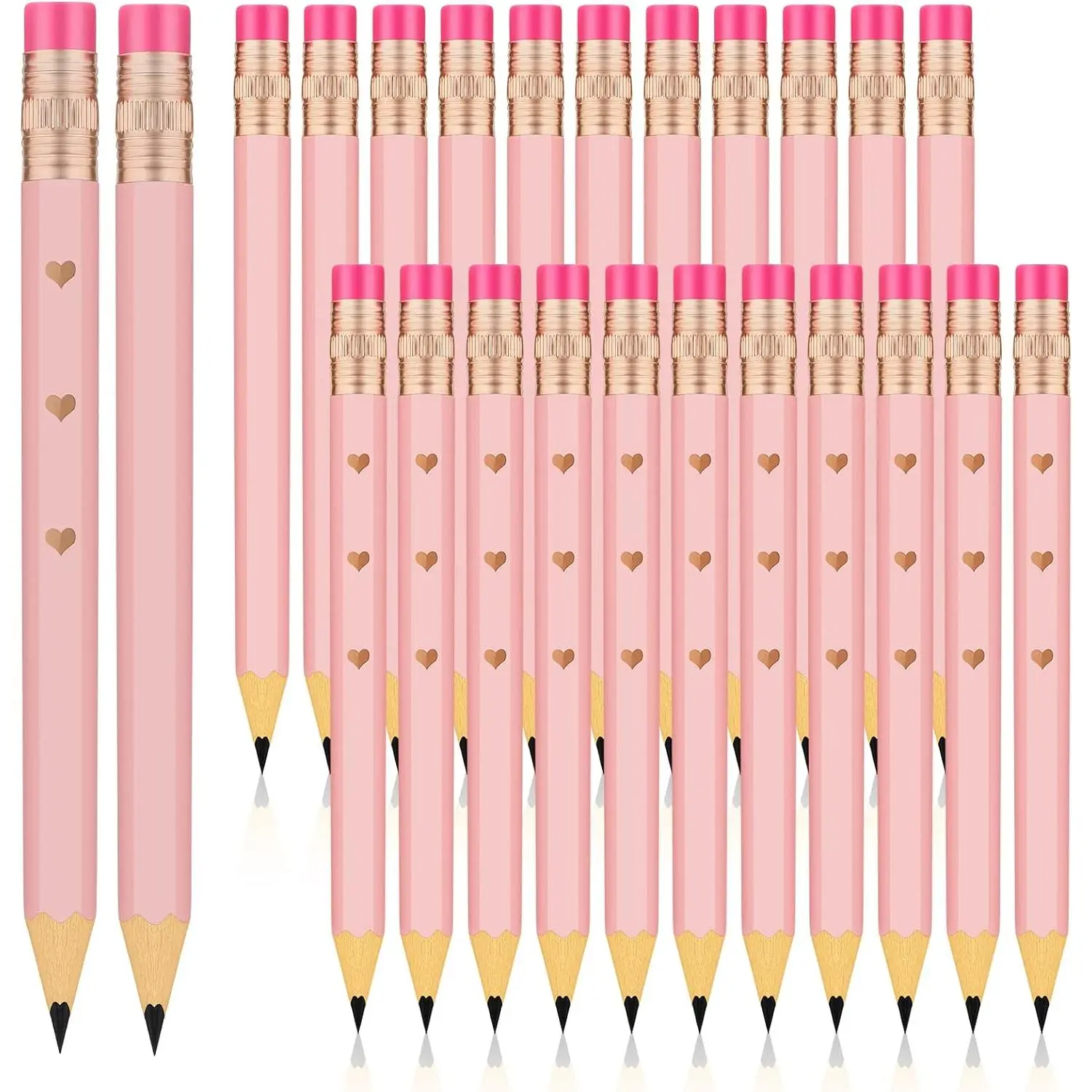 Bridal Shower Pencils Half Golf Pencils with Erasers Pre Sharpened 4 Inch 2 HB Mini Hexagon Wedding Pens for Bridal Shower Favors Office(,24 Pieces)