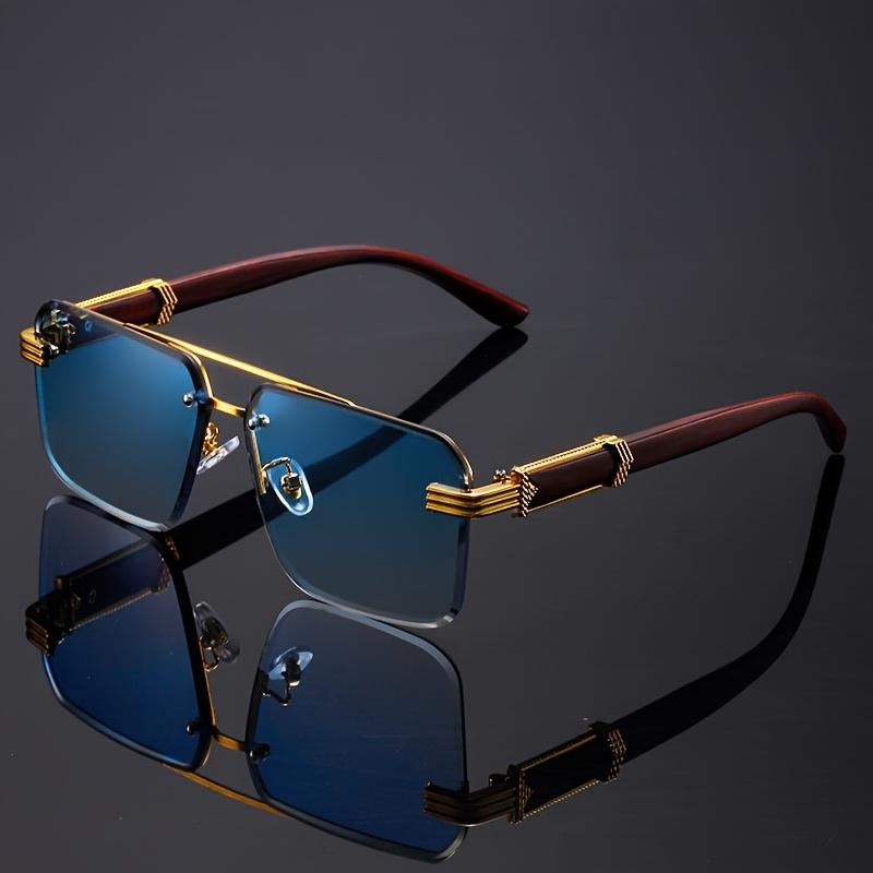 4-Piece Unisex Retro Square Glasses - Oversized Round/Rectangular Frames, Double Bridge Design, Unisex Lightweight Decorative Eyewear, Perfect for Party, Casual Wear - Accessories Not Included, Versatile Classic Frameless Style, Men's Retro Sunglasses, Me