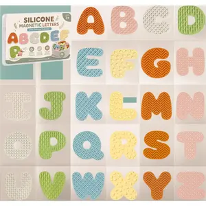 26 Pcs Silicone Magnetic Letters – Uppercase Alphabet Magnets with Sensory Textures for Toddlers & Kids, ABC Learning Toys for Fridge, Whiteboard, Letter Recognition & Early Spelling