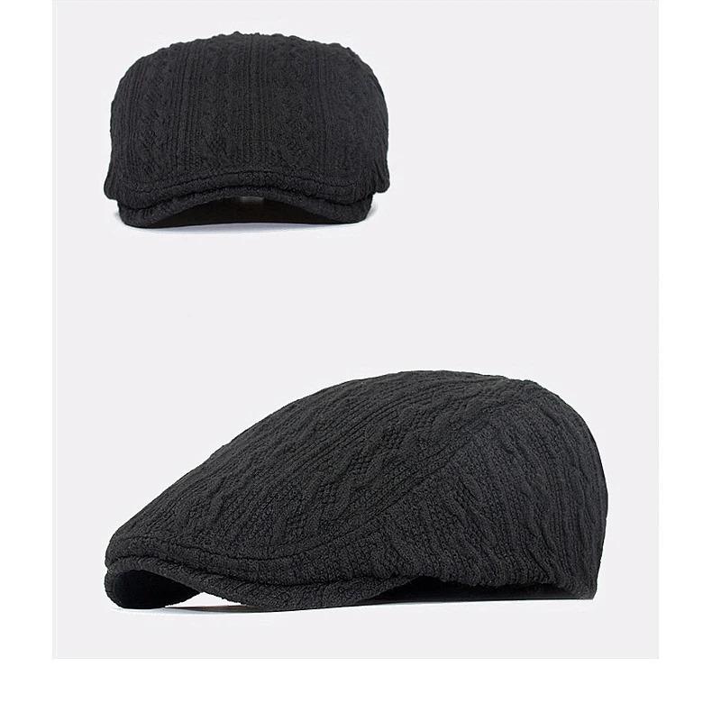 Beret Caps Fashion Knit Newsboy Cap Winter Warm Flat Hats Women Men Ivy Cap Solid Color Duckbill Hats Vintage Gatsby Beret Hat