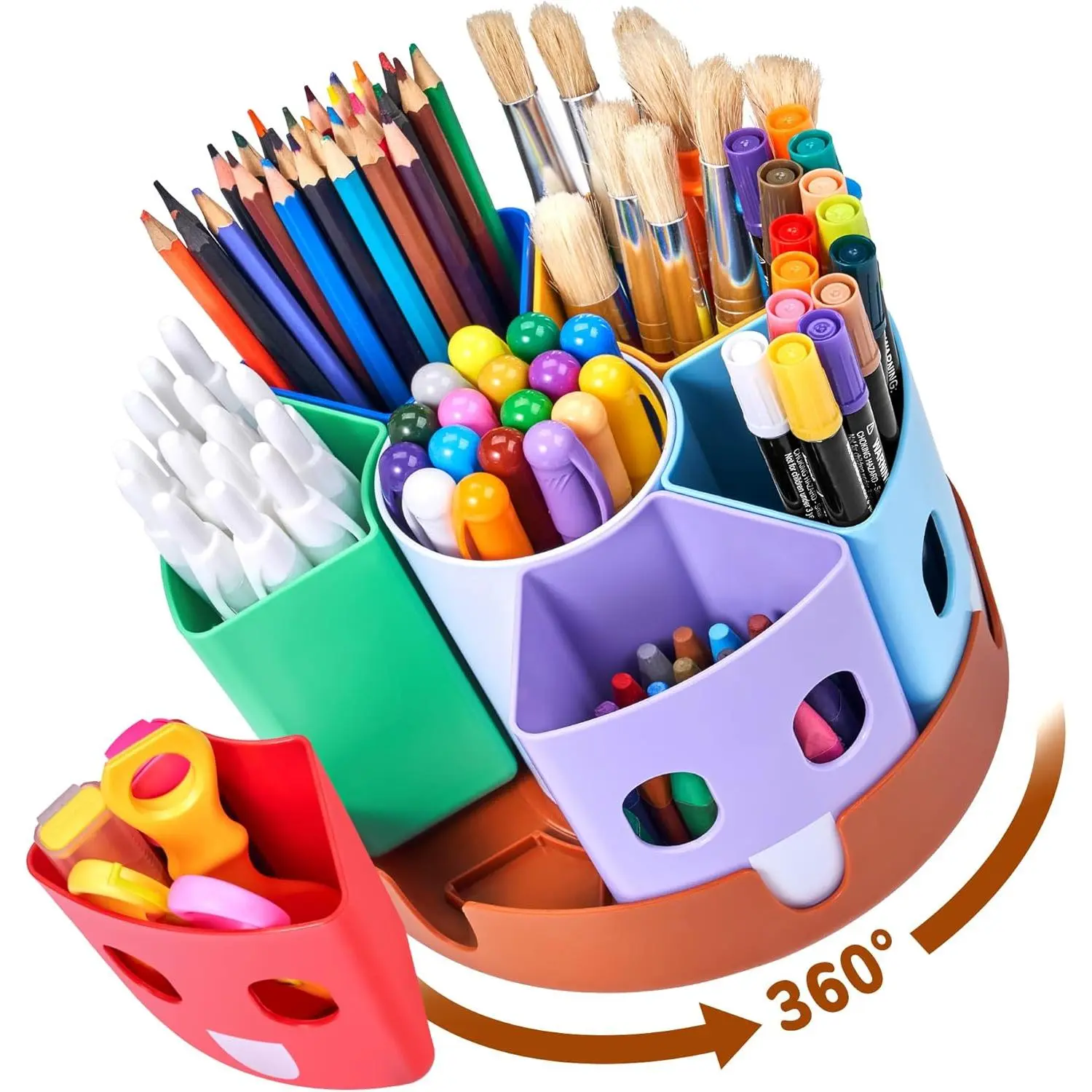 Rotating Art Supply Storage Organizer, Lazy Susan Office School Supplies for Kids Desk Organizers and Homeschool Supplies Craft Caddy Classroom Organization (Small)