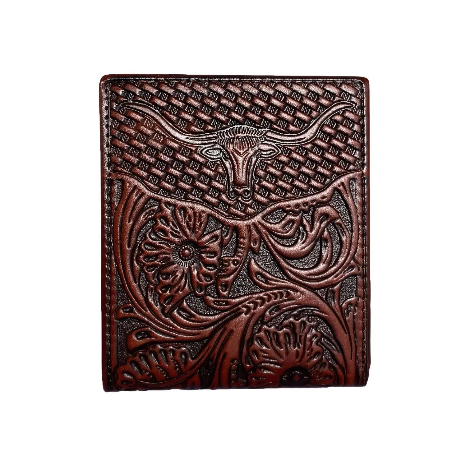 Genuine Leather Wallet For Men Western Cowboy Embossed Leather Short Bifold Wallet, Ideal Gifts For Father Grandfather And Husband For Father's Day