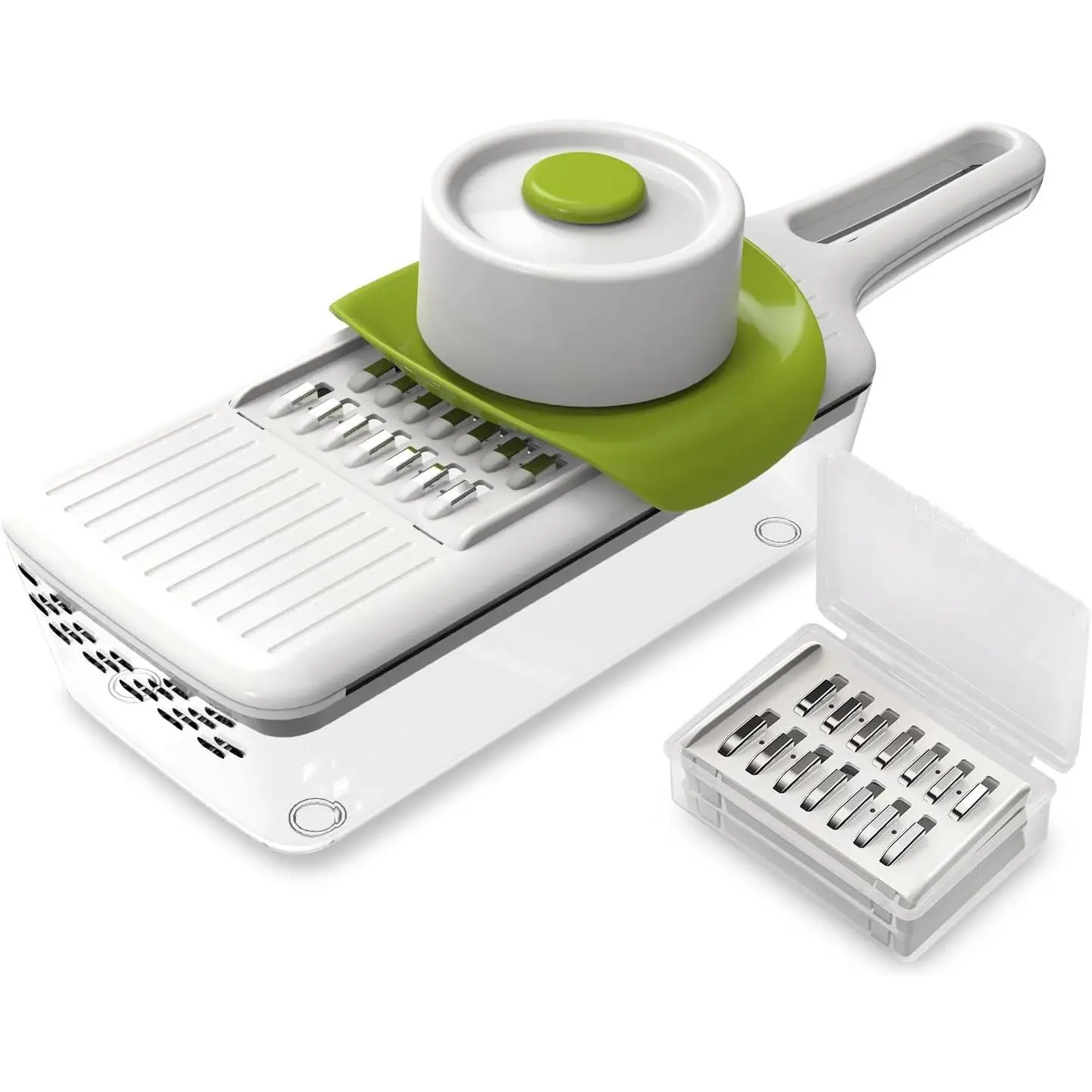 Stainless Steel Mandoline Slicer - Adjustable Vegetable & Food Chopper with 6 Interchangeable Blades, Safe Hand Guard, Base & Catch Tray – Julienne Slicer