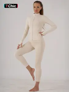 Women's Sportswear Set with Zipper Pockets Long Sleeve Jacket High Waist Leggings Yoga Clothes Set Ideal for Yoga Fitness Casual Wear BBLjacket