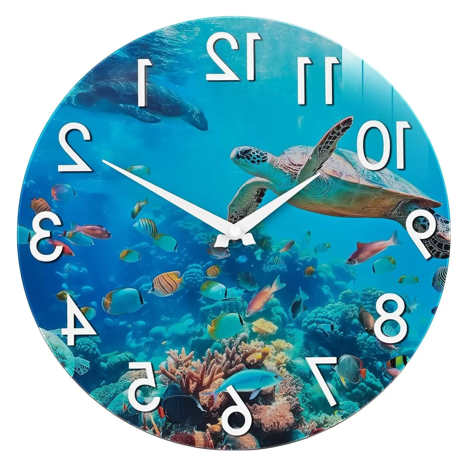 12 Inch Waterproof Outdoor Clock, Sea Turtle Ocean Life BlueGift