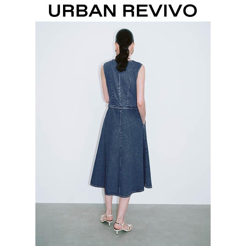 URBAN REVIVO Summer New Women's Retro Casual Denim Dress - UIG850016 springtok