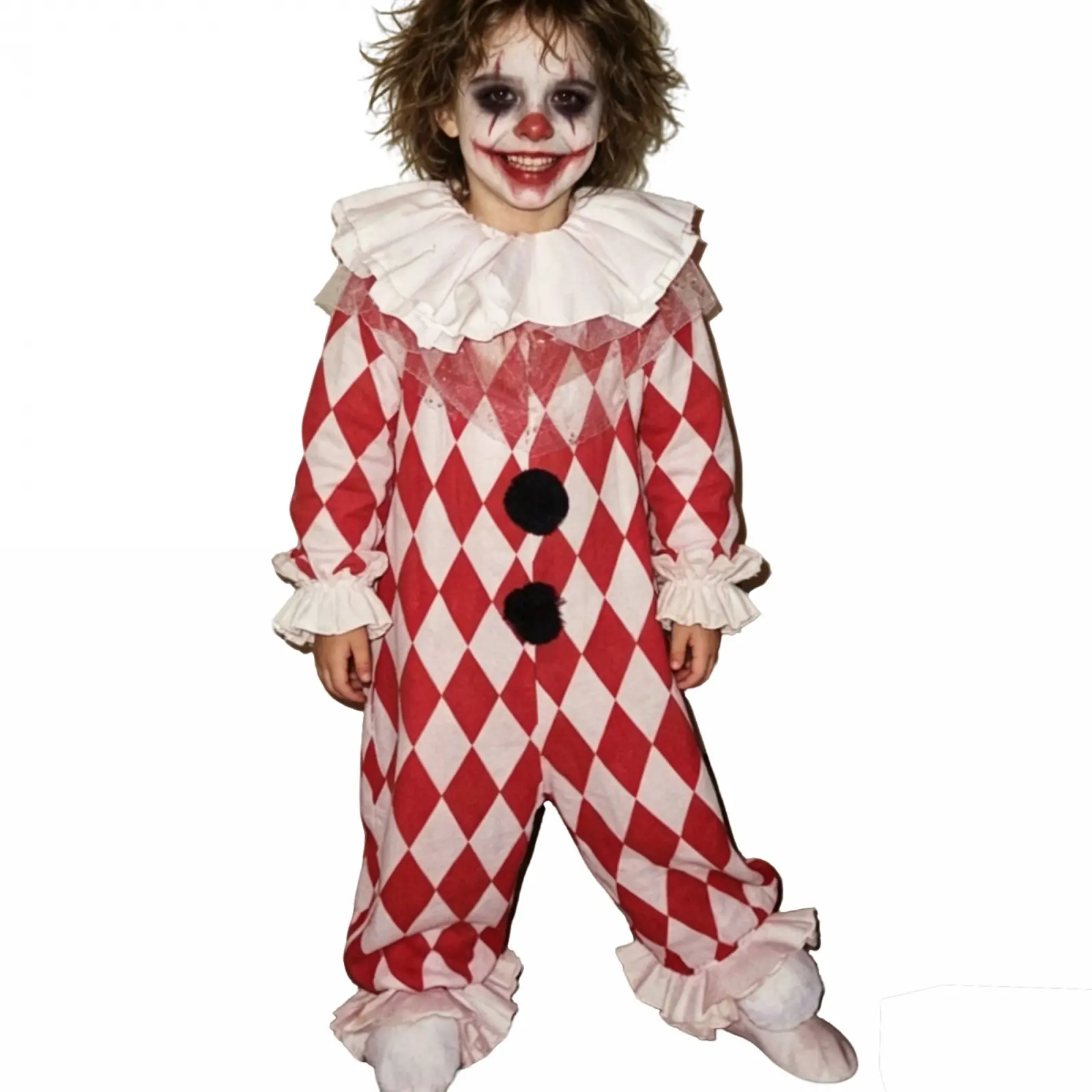 FOCUSNORM Toddler Wicked Circus Clown Costume Long Sleebe Onesie Jumpsuit Spooky Halloween Carnival Cosplay Costume