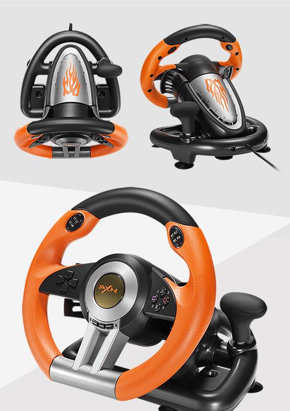 Ultimate Racing Experience!PXN-V3PRO Steering Wheel, Multi-System Support + One-Click Mode Switch, Dual Vibration + Stable Mount Set Complete