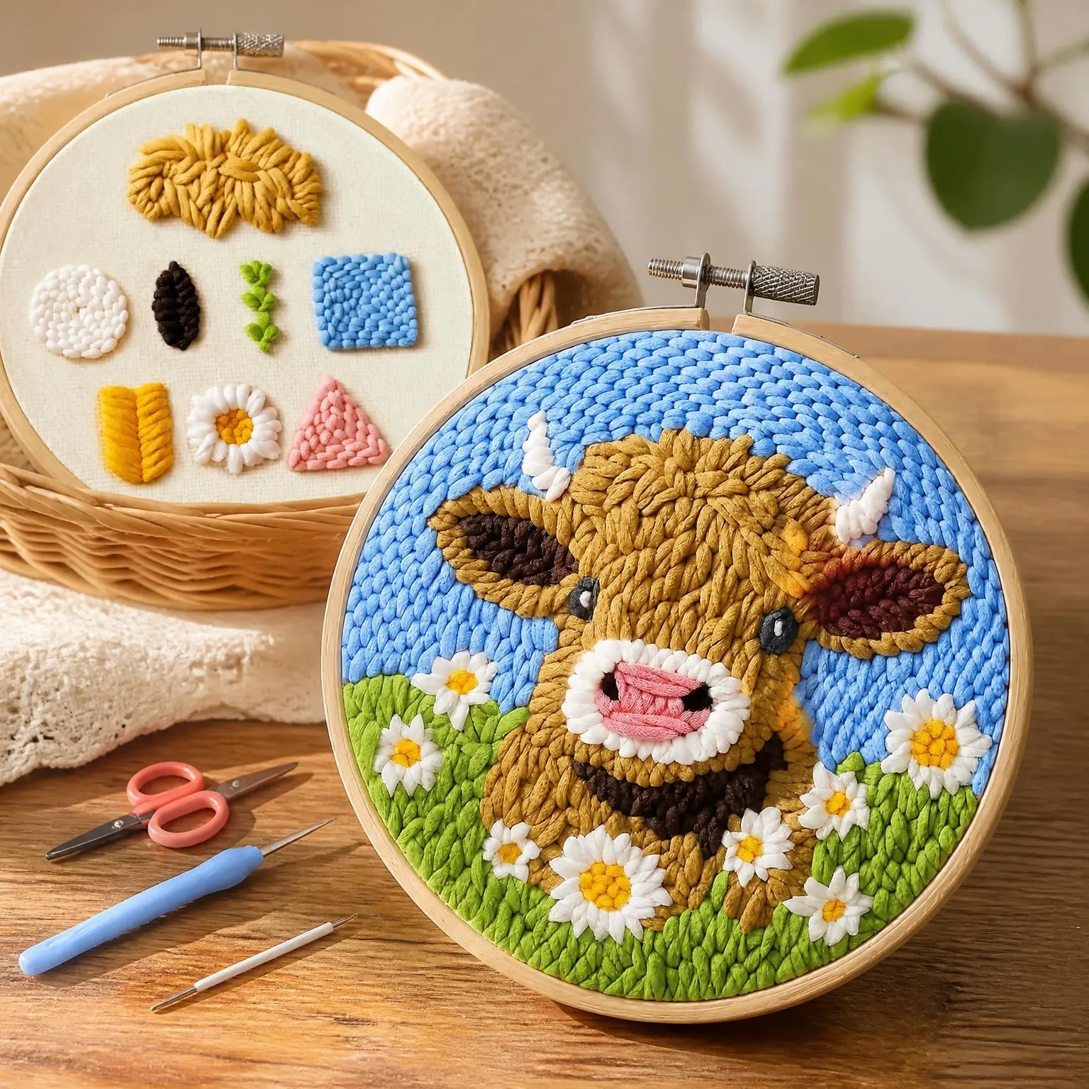Punch Needle Kit for Beginners, Highland Cow Design