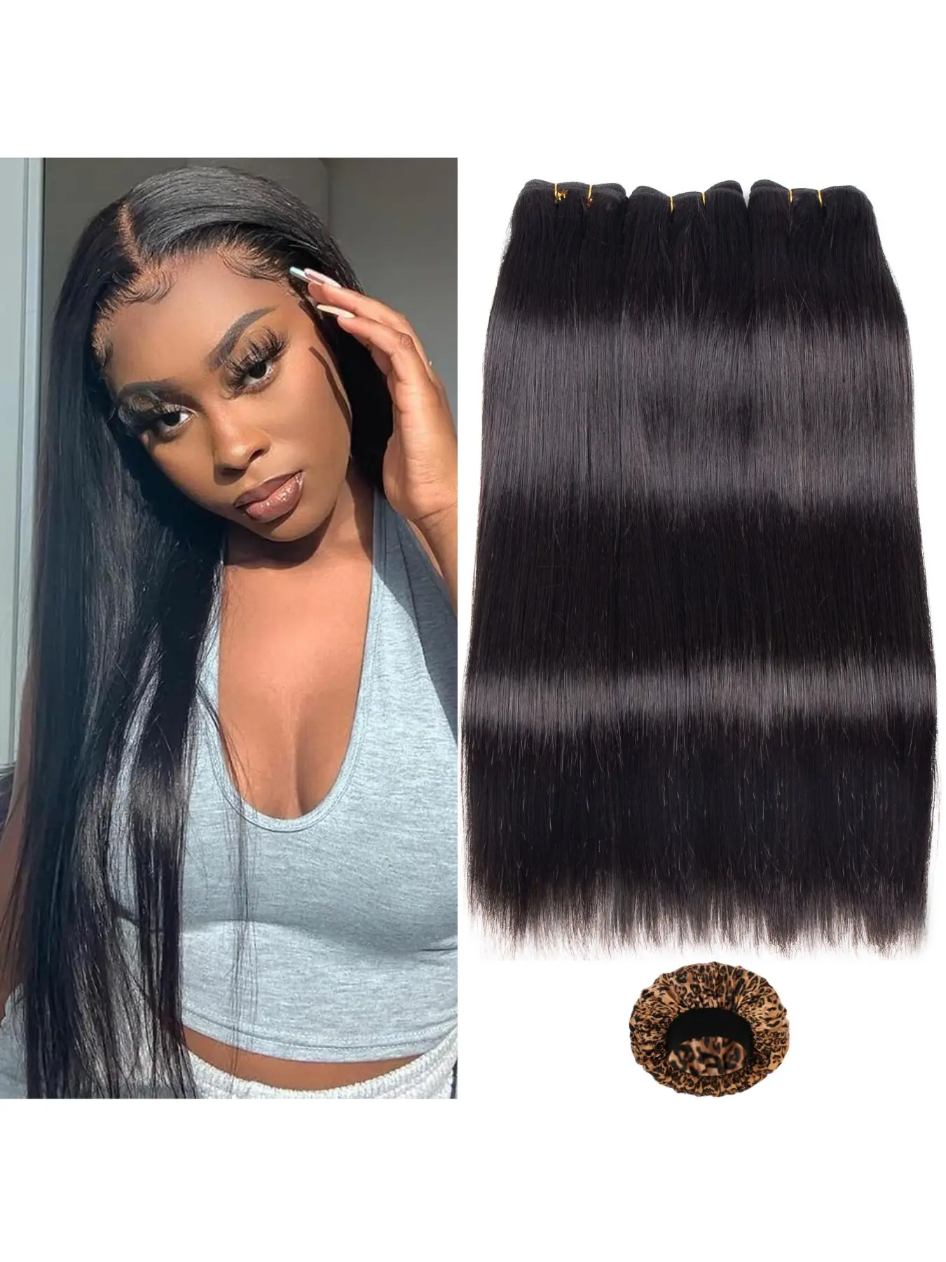 16A Human Hair Bundles 16-20 Inch 3 Bundles Straight Human Hair 100% Unprocessed Brazilian Remy Virgin Hair Extensions Raw Quick Weave Sew In Glossy Billion Hair Bundles Natural Black
